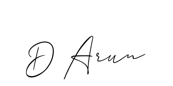 Allison_Script is a professional signature style that is perfect for those who want to add a touch of class to their signature. It is also a great choice for those who want to make their signature more unique. Get D Arun name to fancy signature for free. D Arun signature style 2 images and pictures png