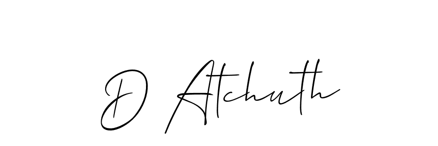 Allison_Script is a professional signature style that is perfect for those who want to add a touch of class to their signature. It is also a great choice for those who want to make their signature more unique. Get D Atchuth name to fancy signature for free. D Atchuth signature style 2 images and pictures png