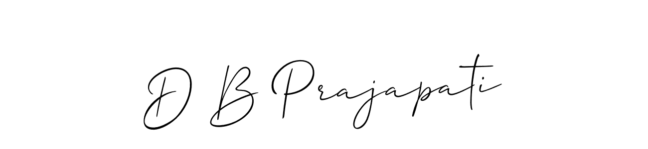 Use a signature maker to create a handwritten signature online. With this signature software, you can design (Allison_Script) your own signature for name D B Prajapati. D B Prajapati signature style 2 images and pictures png