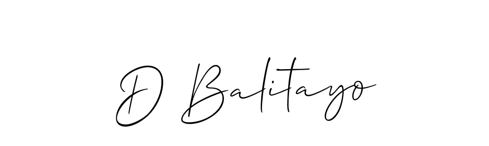 You should practise on your own different ways (Allison_Script) to write your name (D Balitayo) in signature. don't let someone else do it for you. D Balitayo signature style 2 images and pictures png