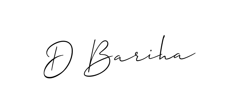 You should practise on your own different ways (Allison_Script) to write your name (D Bariha) in signature. don't let someone else do it for you. D Bariha signature style 2 images and pictures png