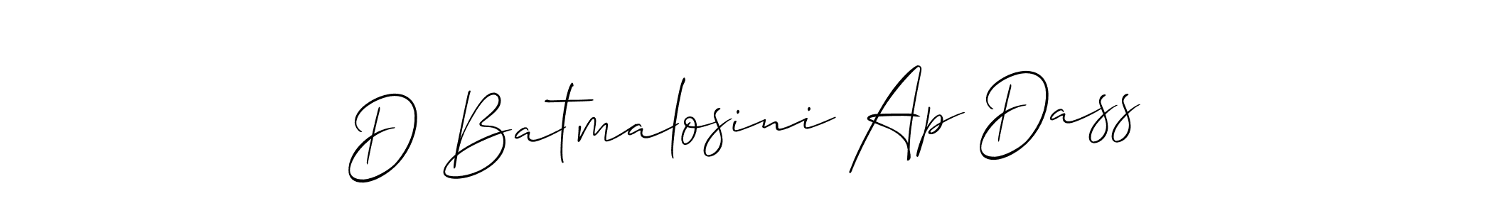 This is the best signature style for the D Batmalosini Ap Dass name. Also you like these signature font (Allison_Script). Mix name signature. D Batmalosini Ap Dass signature style 2 images and pictures png