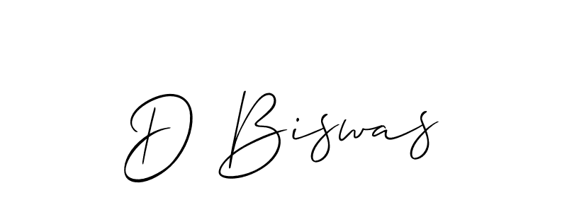 The best way (Allison_Script) to make a short signature is to pick only two or three words in your name. The name D Biswas include a total of six letters. For converting this name. D Biswas signature style 2 images and pictures png