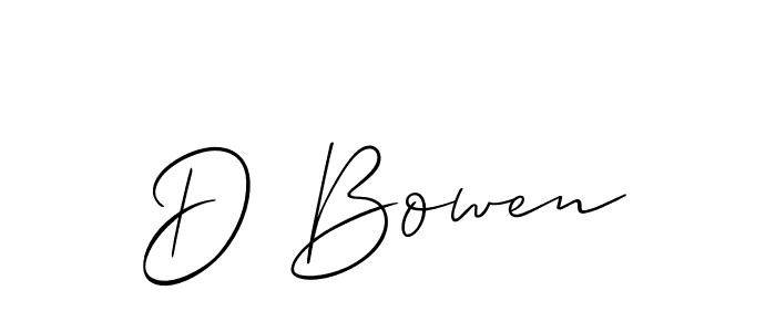 It looks lik you need a new signature style for name D Bowen. Design unique handwritten (Allison_Script) signature with our free signature maker in just a few clicks. D Bowen signature style 2 images and pictures png