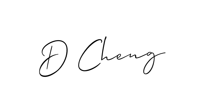 The best way (Allison_Script) to make a short signature is to pick only two or three words in your name. The name D Cheng include a total of six letters. For converting this name. D Cheng signature style 2 images and pictures png