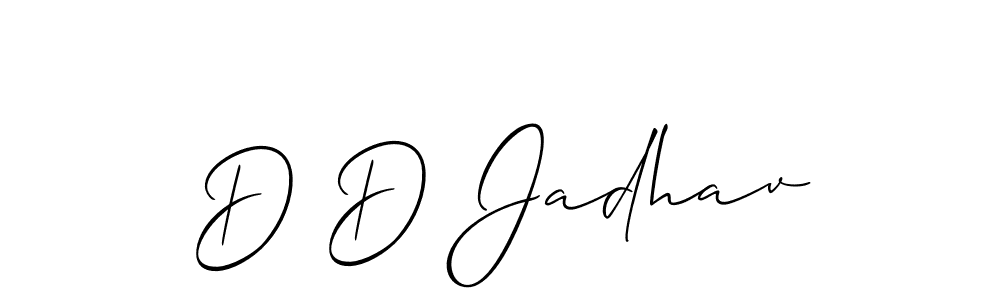 Also You can easily find your signature by using the search form. We will create D D Jadhav name handwritten signature images for you free of cost using Allison_Script sign style. D D Jadhav signature style 2 images and pictures png