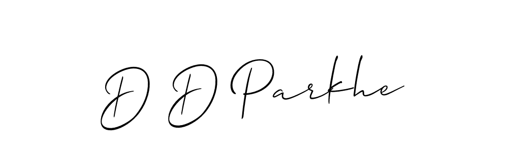 The best way (Allison_Script) to make a short signature is to pick only two or three words in your name. The name D D Parkhe include a total of six letters. For converting this name. D D Parkhe signature style 2 images and pictures png