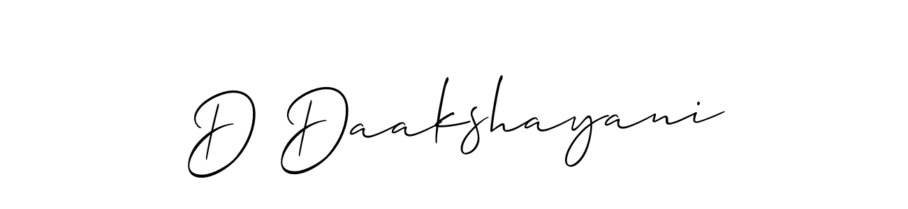 Use a signature maker to create a handwritten signature online. With this signature software, you can design (Allison_Script) your own signature for name D Daakshayani. D Daakshayani signature style 2 images and pictures png