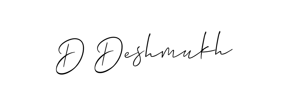 The best way (Allison_Script) to make a short signature is to pick only two or three words in your name. The name D Deshmukh include a total of six letters. For converting this name. D Deshmukh signature style 2 images and pictures png