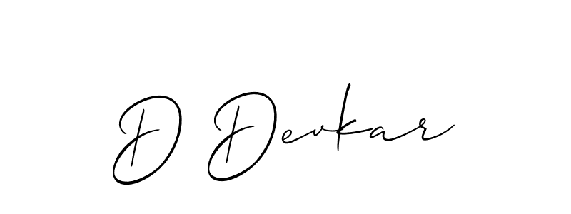 Use a signature maker to create a handwritten signature online. With this signature software, you can design (Allison_Script) your own signature for name D Devkar. D Devkar signature style 2 images and pictures png