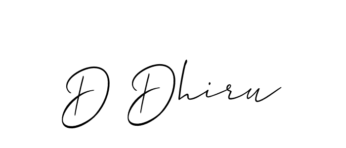 You should practise on your own different ways (Allison_Script) to write your name (D Dhiru) in signature. don't let someone else do it for you. D Dhiru signature style 2 images and pictures png