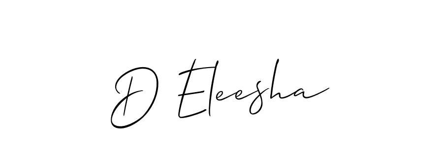 The best way (Allison_Script) to make a short signature is to pick only two or three words in your name. The name D Eleesha include a total of six letters. For converting this name. D Eleesha signature style 2 images and pictures png