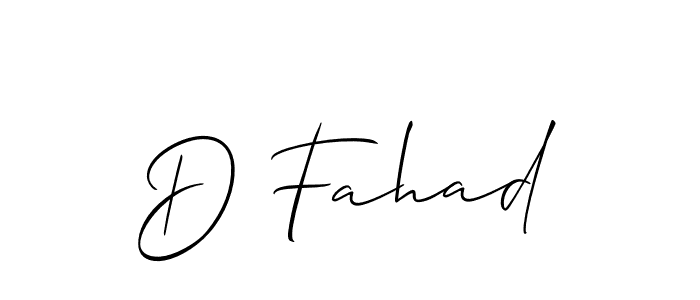 How to make D Fahad name signature. Use Allison_Script style for creating short signs online. This is the latest handwritten sign. D Fahad signature style 2 images and pictures png