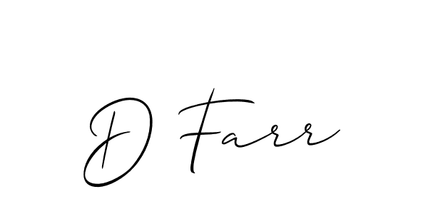 How to make D Farr name signature. Use Allison_Script style for creating short signs online. This is the latest handwritten sign. D Farr signature style 2 images and pictures png