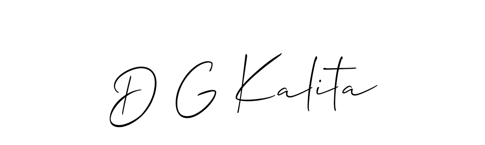 Use a signature maker to create a handwritten signature online. With this signature software, you can design (Allison_Script) your own signature for name D G Kalita. D G Kalita signature style 2 images and pictures png