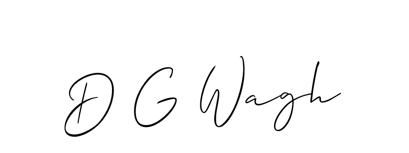 The best way (Allison_Script) to make a short signature is to pick only two or three words in your name. The name D G Wagh include a total of six letters. For converting this name. D G Wagh signature style 2 images and pictures png