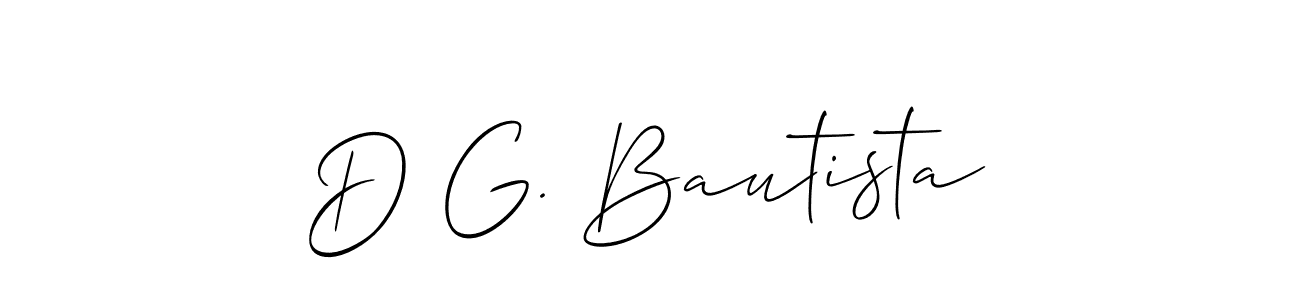 Use a signature maker to create a handwritten signature online. With this signature software, you can design (Allison_Script) your own signature for name D G. Bautista. D G. Bautista signature style 2 images and pictures png