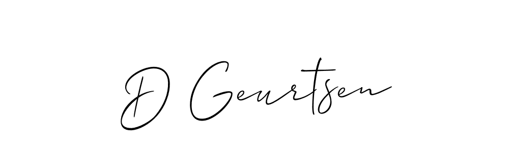 Use a signature maker to create a handwritten signature online. With this signature software, you can design (Allison_Script) your own signature for name D Geurtsen. D Geurtsen signature style 2 images and pictures png