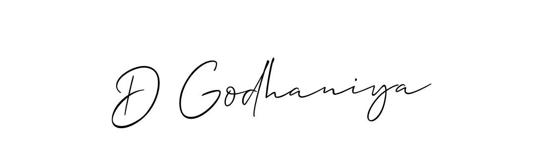 Make a beautiful signature design for name D Godhaniya. With this signature (Allison_Script) style, you can create a handwritten signature for free. D Godhaniya signature style 2 images and pictures png