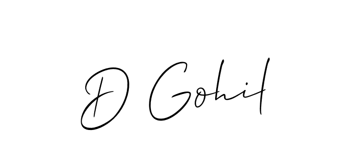 Design your own signature with our free online signature maker. With this signature software, you can create a handwritten (Allison_Script) signature for name D Gohil. D Gohil signature style 2 images and pictures png