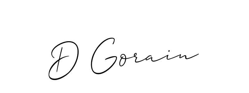 Design your own signature with our free online signature maker. With this signature software, you can create a handwritten (Allison_Script) signature for name D Gorain. D Gorain signature style 2 images and pictures png