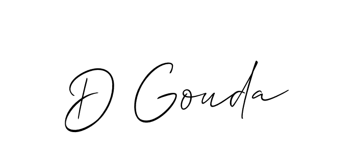 You should practise on your own different ways (Allison_Script) to write your name (D Gouda) in signature. don't let someone else do it for you. D Gouda signature style 2 images and pictures png