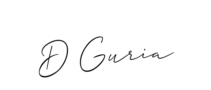 The best way (Allison_Script) to make a short signature is to pick only two or three words in your name. The name D Guria include a total of six letters. For converting this name. D Guria signature style 2 images and pictures png