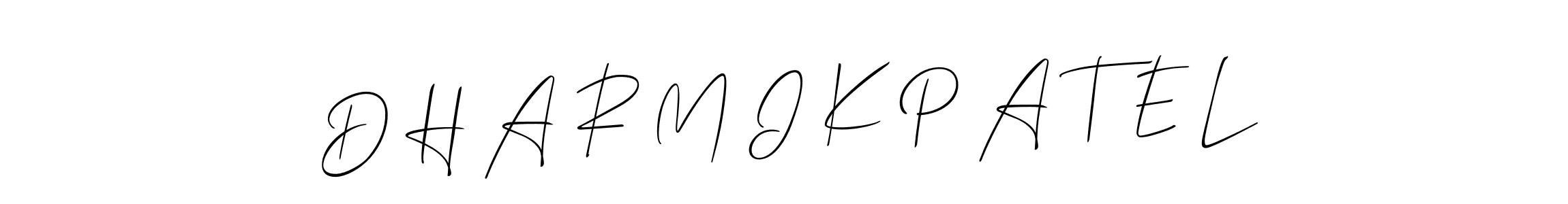 It looks lik you need a new signature style for name D H A R M I K P A T E L. Design unique handwritten (Allison_Script) signature with our free signature maker in just a few clicks. D H A R M I K P A T E L signature style 2 images and pictures png