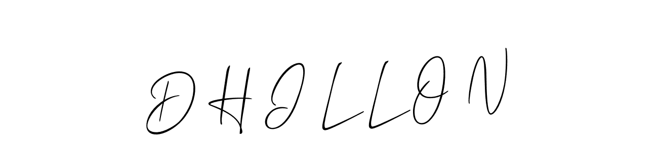 How to make D H I L L O N name signature. Use Allison_Script style for creating short signs online. This is the latest handwritten sign. D H I L L O N signature style 2 images and pictures png