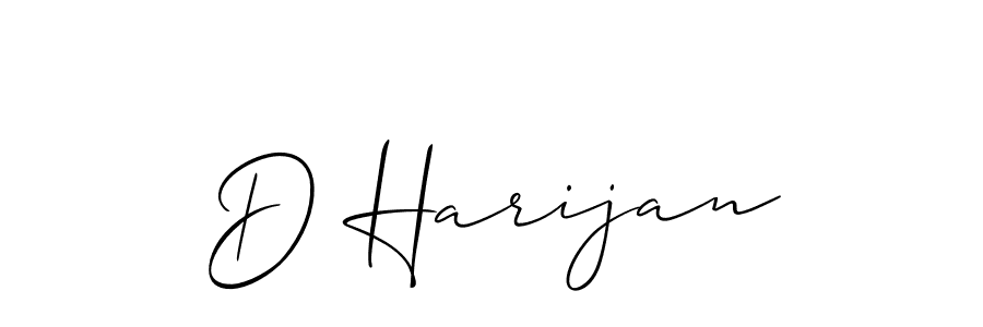 The best way (Allison_Script) to make a short signature is to pick only two or three words in your name. The name D Harijan include a total of six letters. For converting this name. D Harijan signature style 2 images and pictures png