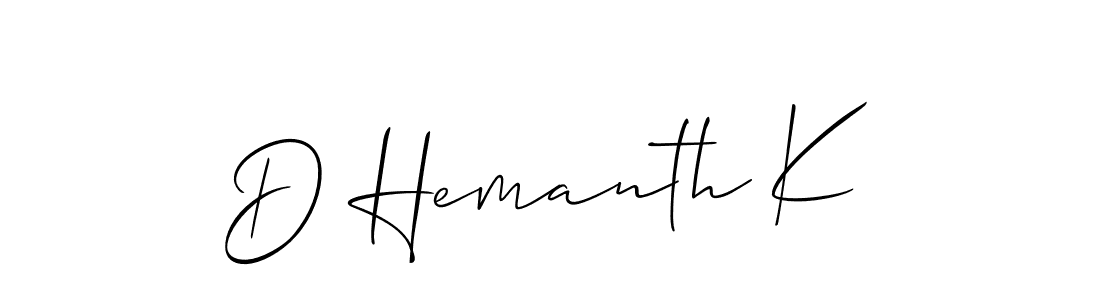 Use a signature maker to create a handwritten signature online. With this signature software, you can design (Allison_Script) your own signature for name D Hemanth K. D Hemanth K signature style 2 images and pictures png