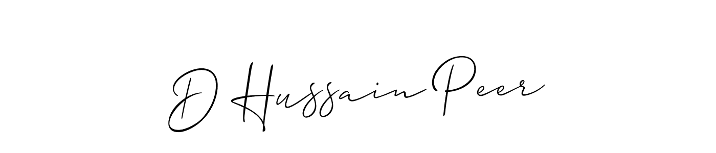 Also You can easily find your signature by using the search form. We will create D Hussain Peer name handwritten signature images for you free of cost using Allison_Script sign style. D Hussain Peer signature style 2 images and pictures png