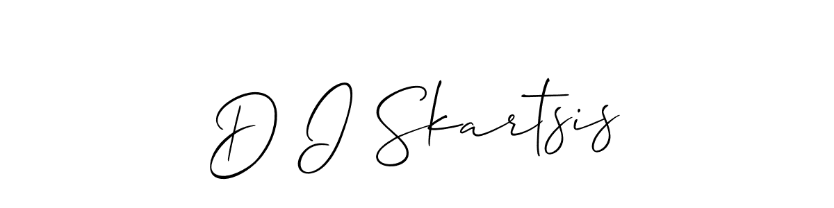 The best way (Allison_Script) to make a short signature is to pick only two or three words in your name. The name D I Skartsis include a total of six letters. For converting this name. D I Skartsis signature style 2 images and pictures png