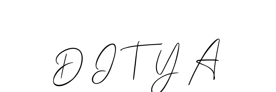 The best way (Allison_Script) to make a short signature is to pick only two or three words in your name. The name D I T Y A include a total of six letters. For converting this name. D I T Y A signature style 2 images and pictures png