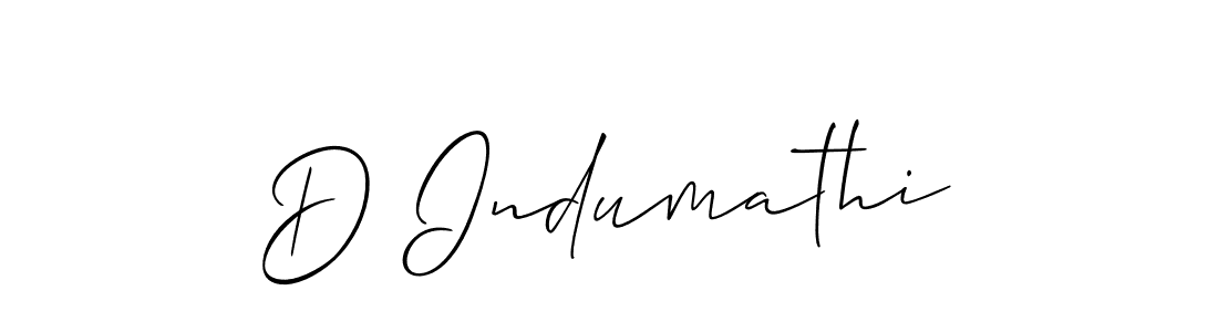 Make a short D Indumathi signature style. Manage your documents anywhere anytime using Allison_Script. Create and add eSignatures, submit forms, share and send files easily. D Indumathi signature style 2 images and pictures png