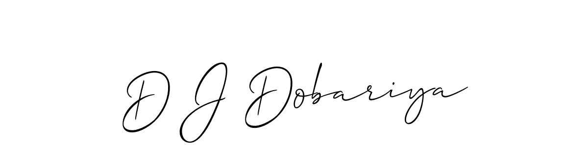 Design your own signature with our free online signature maker. With this signature software, you can create a handwritten (Allison_Script) signature for name D J Dobariya. D J Dobariya signature style 2 images and pictures png