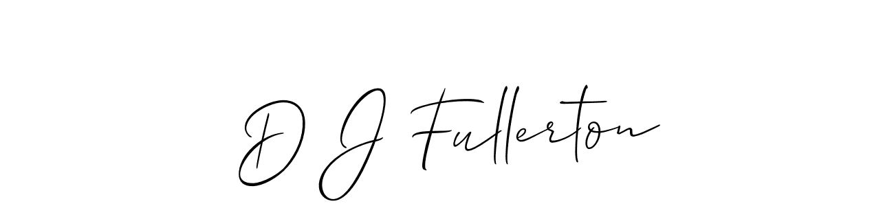 How to make D J Fullerton name signature. Use Allison_Script style for creating short signs online. This is the latest handwritten sign. D J Fullerton signature style 2 images and pictures png