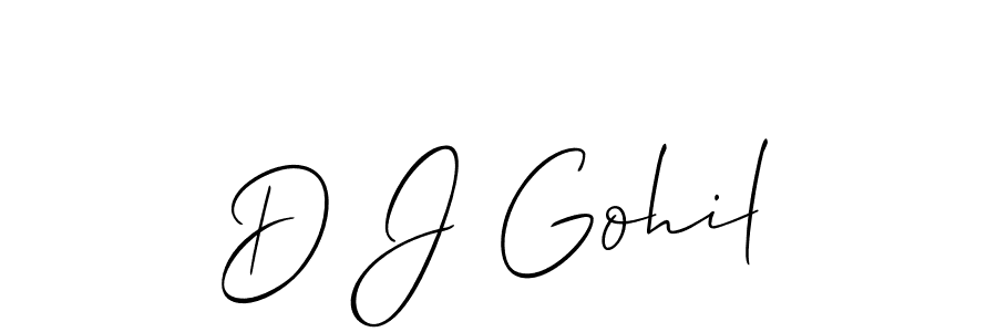 Also You can easily find your signature by using the search form. We will create D J Gohil name handwritten signature images for you free of cost using Allison_Script sign style. D J Gohil signature style 2 images and pictures png