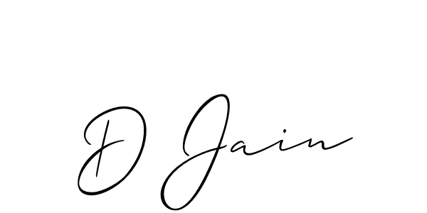 It looks lik you need a new signature style for name D Jain. Design unique handwritten (Allison_Script) signature with our free signature maker in just a few clicks. D Jain signature style 2 images and pictures png