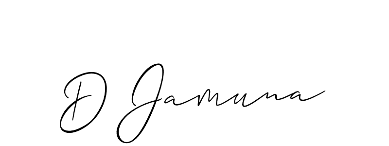 You should practise on your own different ways (Allison_Script) to write your name (D Jamuna) in signature. don't let someone else do it for you. D Jamuna signature style 2 images and pictures png