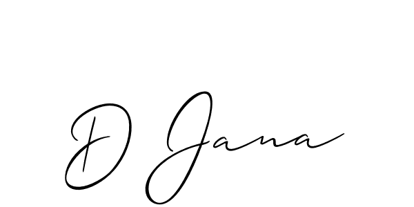 Make a short D Jana signature style. Manage your documents anywhere anytime using Allison_Script. Create and add eSignatures, submit forms, share and send files easily. D Jana signature style 2 images and pictures png