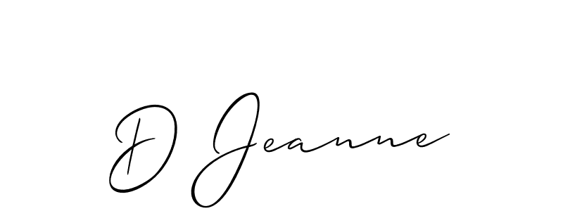 You should practise on your own different ways (Allison_Script) to write your name (D Jeanne) in signature. don't let someone else do it for you. D Jeanne signature style 2 images and pictures png