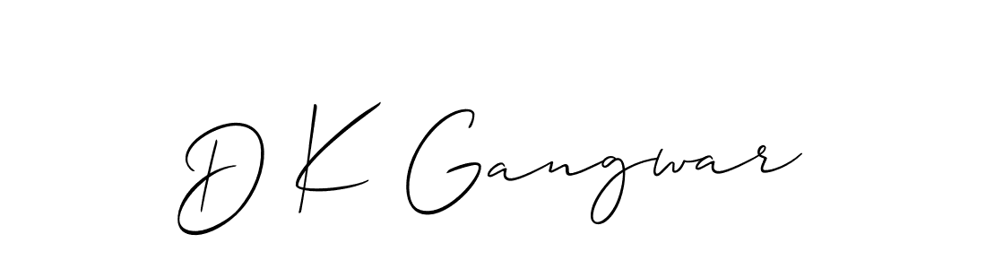 Use a signature maker to create a handwritten signature online. With this signature software, you can design (Allison_Script) your own signature for name D K Gangwar. D K Gangwar signature style 2 images and pictures png