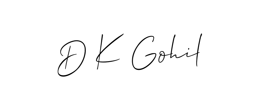 Design your own signature with our free online signature maker. With this signature software, you can create a handwritten (Allison_Script) signature for name D K Gohil. D K Gohil signature style 2 images and pictures png