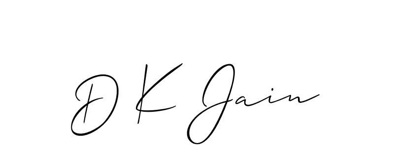 Design your own signature with our free online signature maker. With this signature software, you can create a handwritten (Allison_Script) signature for name D K Jain. D K Jain signature style 2 images and pictures png