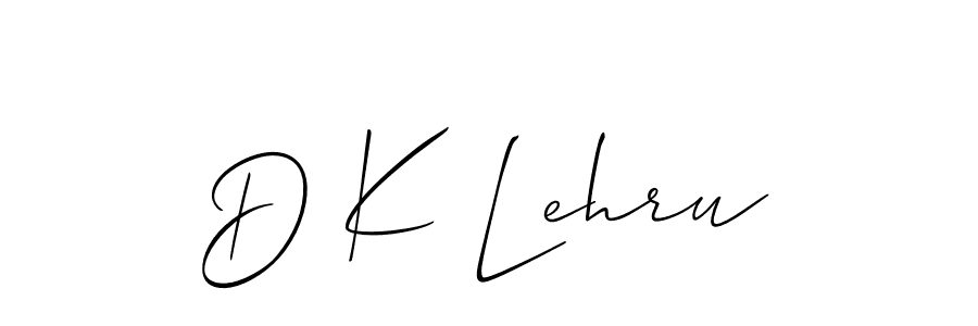 Use a signature maker to create a handwritten signature online. With this signature software, you can design (Allison_Script) your own signature for name D K Lehru. D K Lehru signature style 2 images and pictures png