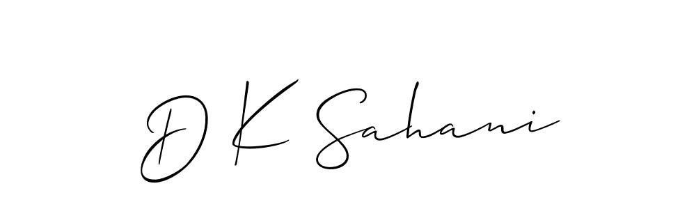 if you are searching for the best signature style for your name D K Sahani. so please give up your signature search. here we have designed multiple signature styles  using Allison_Script. D K Sahani signature style 2 images and pictures png