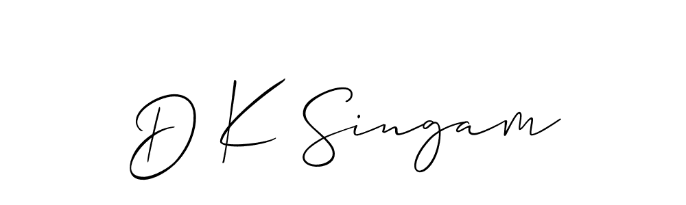if you are searching for the best signature style for your name D K Singam. so please give up your signature search. here we have designed multiple signature styles  using Allison_Script. D K Singam signature style 2 images and pictures png
