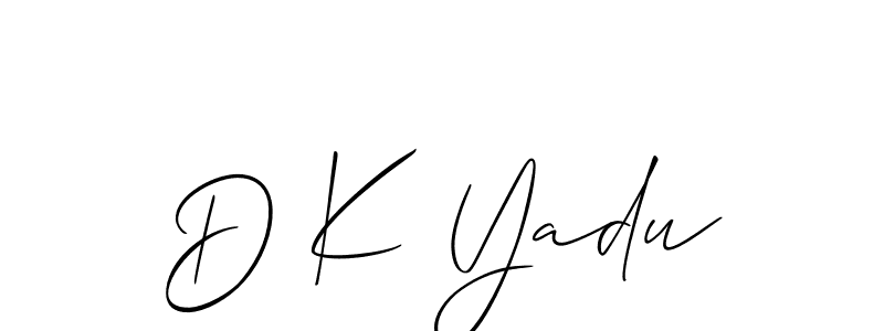 Also we have D K Yadu name is the best signature style. Create professional handwritten signature collection using Allison_Script autograph style. D K Yadu signature style 2 images and pictures png