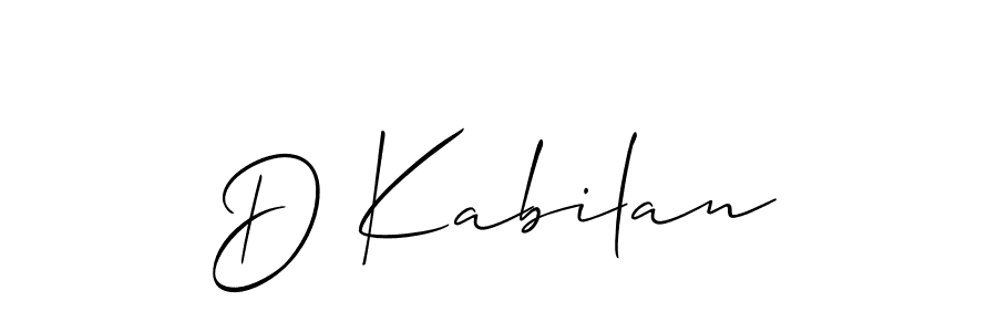 How to make D Kabilan name signature. Use Allison_Script style for creating short signs online. This is the latest handwritten sign. D Kabilan signature style 2 images and pictures png